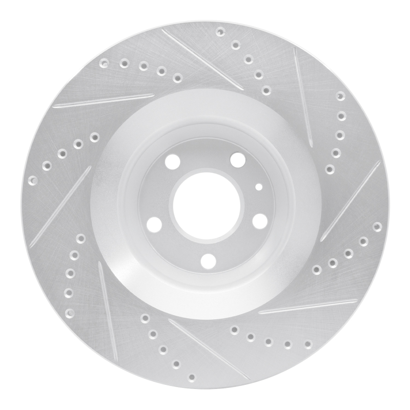 Audi A6 Quattro Brake Rotor (1) - Front Left - R1 Concepts - Drilled & Slotted - Silver - `05-`11